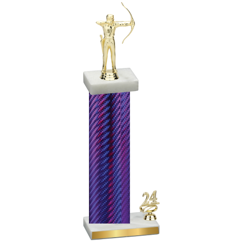 Accented Single Purple Carbon Fiber Year Archery Trophy