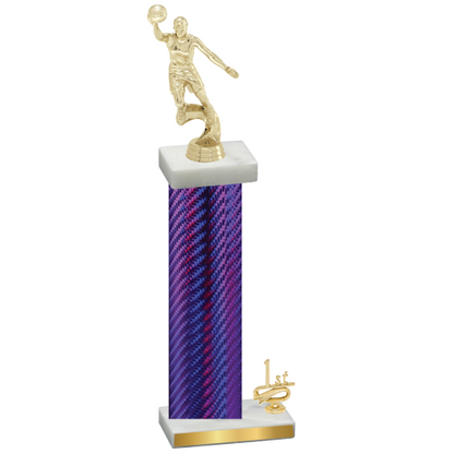 Accented Single Purple Carbon Fiber First Place Basketball Trophy