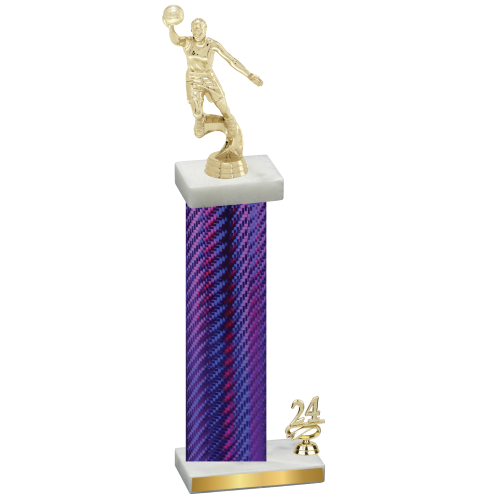 Accented Single Purple Carbon Fiber Year Basketball Trophy