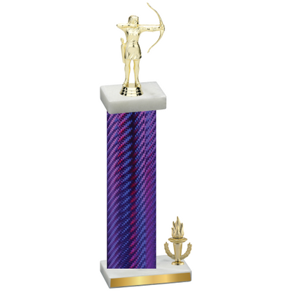 Accented Single Purple Carbon Fiber Victory Archery Trophy