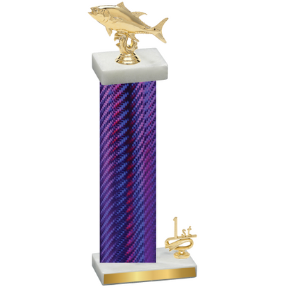 Accented Single Purple Carbon Fiber First Place Fishing Trophy