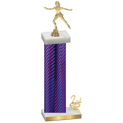 Accented Single Purple Carbon Fiber Second Place Skater Trophy