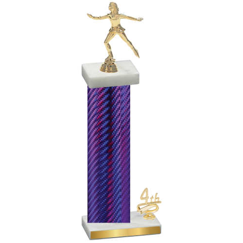 Accented Single Purple Carbon Fiber Fourth Place Skater Trophy