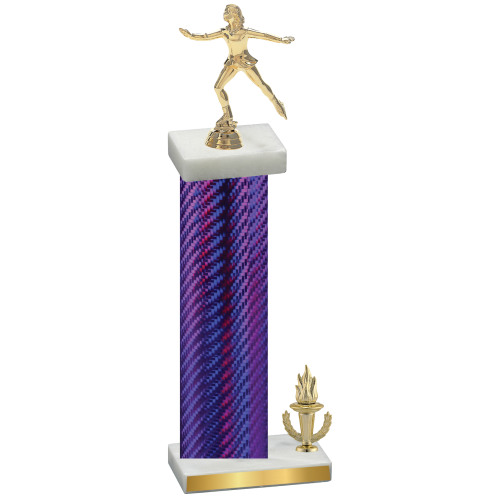 Accented Single Purple Carbon Fiber Victory Skater Trophy