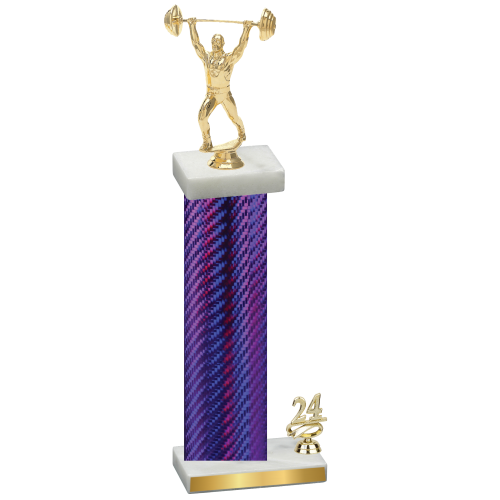 Accented Single Purple Carbon Fiber Year Weights Trophy