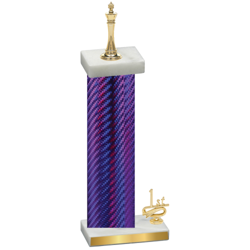 Accented Single Purple Carbon Fiber First Place Chess Trophy