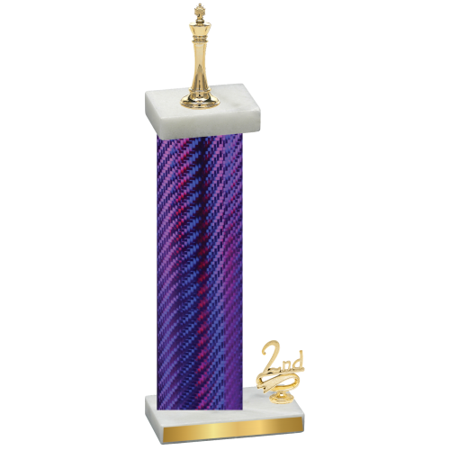 Accented Single Purple Carbon Fiber Second Place Chess Trophy