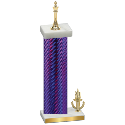 Accented Single Purple Carbon Fiber Victory Chess Trophy