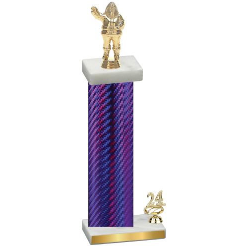 Accented Single Purple Carbon Fiber Year Holiday Trophy