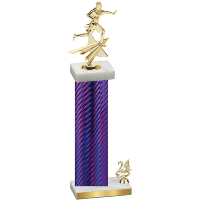 Accented Single Purple Carbon Fiber Year Flag Football Trophy