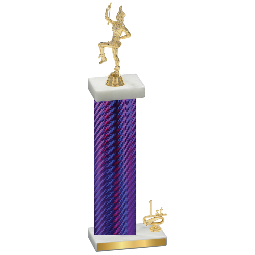 Accented Single Purple Carbon Fiber First Place Majorette Trophy