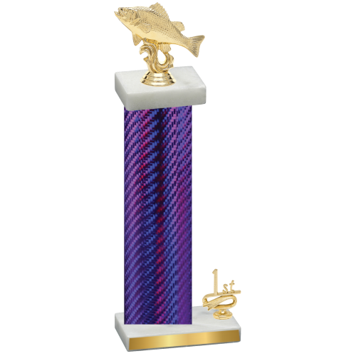 Accented Single Purple Carbon Fiber First Place Fishing Trophy