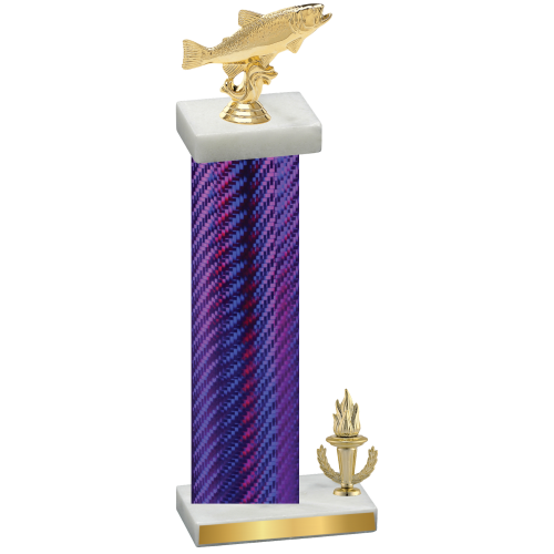 Accented Single Purple Carbon Fiber Victory Fishing Trophy