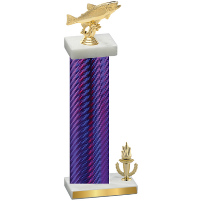 Accented Single Purple Carbon Fiber Victory Fishing Trophy