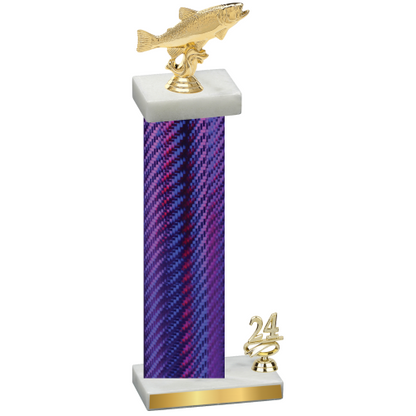 Accented Single Purple Carbon Fiber Year Fishing Trophy