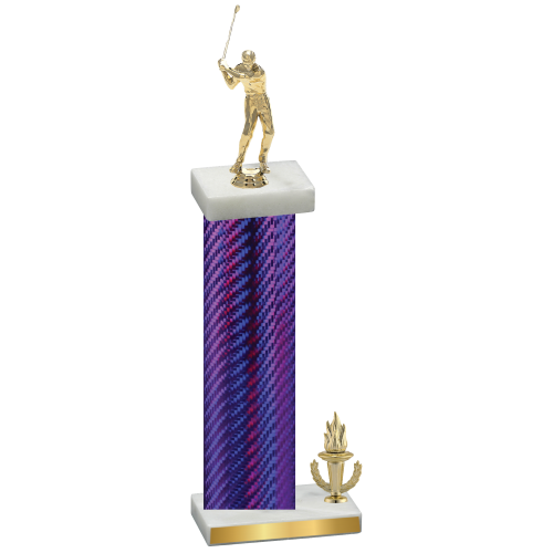 Accented Single Purple Carbon Fiber Victory Golf Trophy