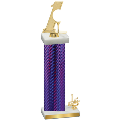 Accented Single Purple Carbon Fiber First Place Golf Trophy