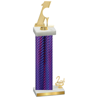 Accented Single Purple Carbon Fiber Second Place Golf Trophy