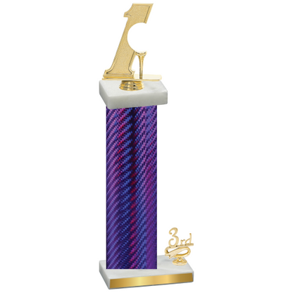 Accented Single Purple Carbon Fiber Third Place Golf Trophy