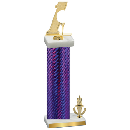 Accented Single Purple Carbon Fiber Victory Golf Trophy