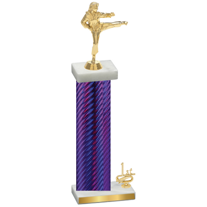 Accented Single Purple Carbon Fiber First Place Karate Trophy