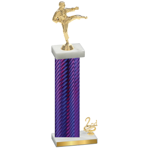 Accented Single Purple Carbon Fiber Second Place Karate Trophy