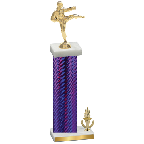 Accented Single Purple Carbon Fiber Victory Karate Trophy