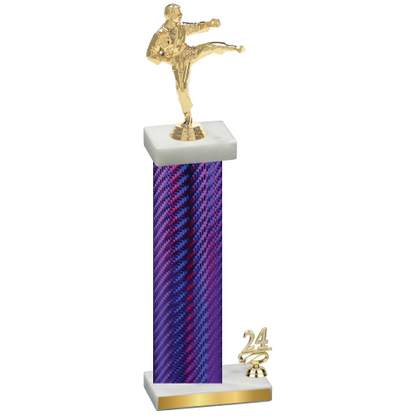 Accented Single Purple Carbon Fiber Year Karate Trophy