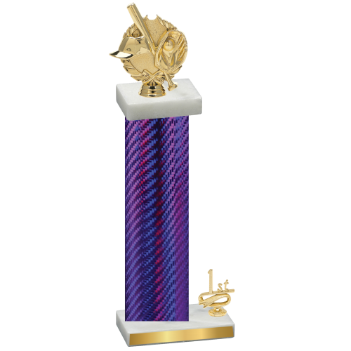 Accented Single Purple Carbon Fiber First Place Baseball Trophy