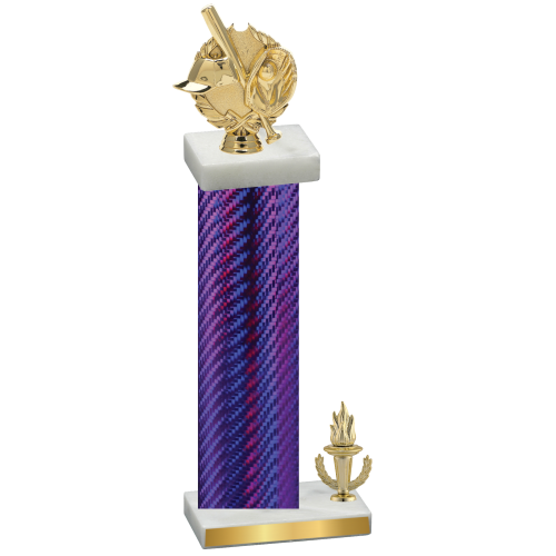 Accented Single Purple Carbon Fiber Victory Baseball Trophy