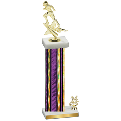 Accented Single Purple Glacier Year Football Trophy