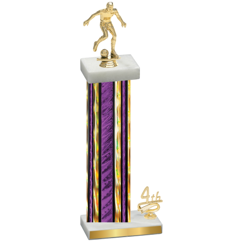 Accented Single Purple Glacier Fourth Place Soccer Trophy