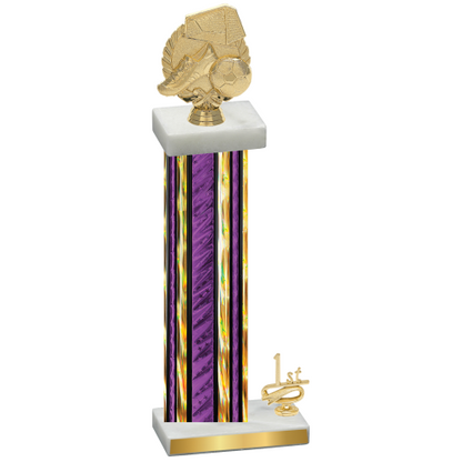 Accented Single Purple Glacier First Place Soccer Trophy