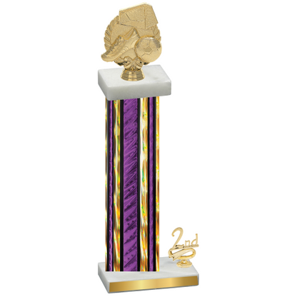 Accented Single Purple Glacier Second Place Soccer Trophy