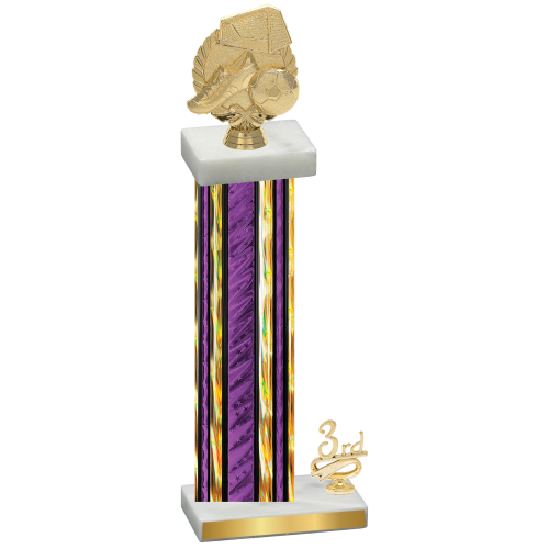 Accented Single Purple Glacier Third Place Soccer Trophy