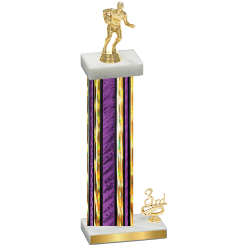 Accented Single Purple Glacier Third Place Rugby Trophy