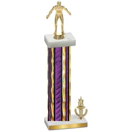 Accented Single Purple Glacier Victory Wrestling Trophy