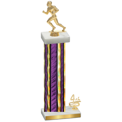 Accented Single Purple Glacier Fourth Place Football Trophy