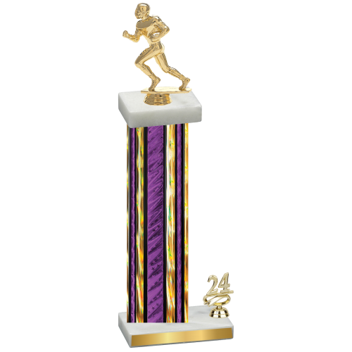 Accented Single Purple Glacier Year Football Trophy