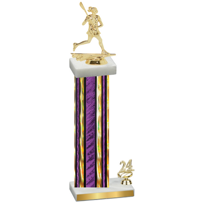 Accented Single Purple Glacier Year Lacrosse Trophy