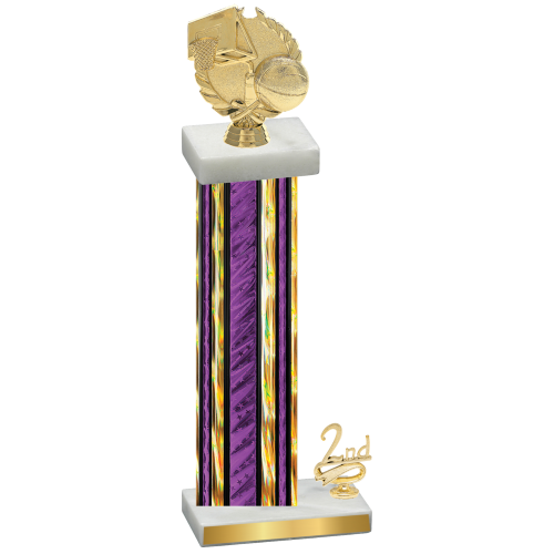 Accented Single Purple Glacier Second Place Basketball Trophy