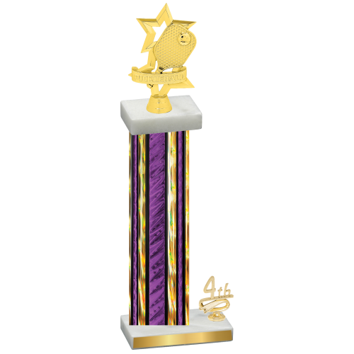 Accented Single Purple Glacier Fourth Place Pickleball Trophy