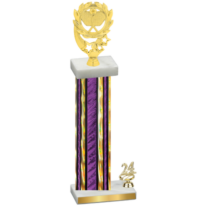 Accented Single Purple Glacier Year Pickleball Trophy