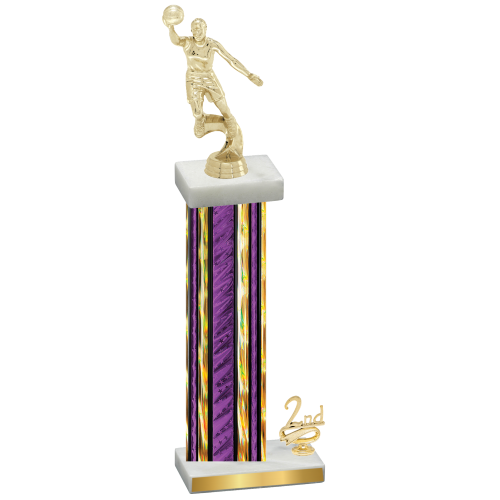 Accented Single Purple Glacier Second Place Basketball Trophy