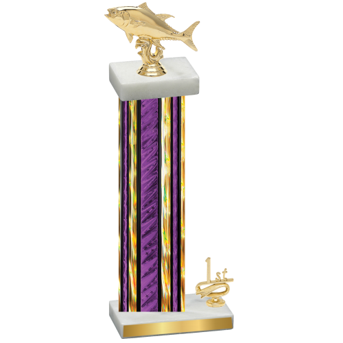 Accented Single Purple Glacier First Place Fishing Trophy