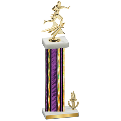 Accented Single Purple Glacier Victory Flag Football Trophy