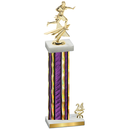 Accented Single Purple Glacier Year Flag Football Trophy