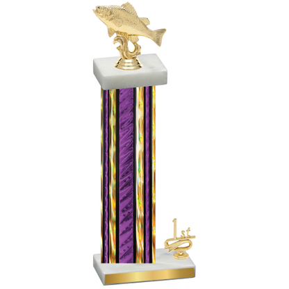 Accented Single Purple Glacier First Place Fishing Trophy