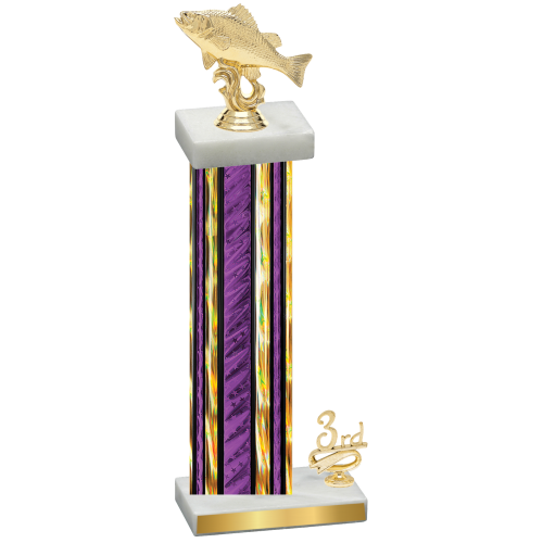 Accented Single Purple Glacier Third Place Fishing Trophy