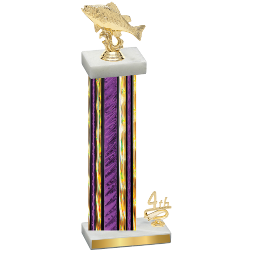 Accented Single Purple Glacier Fourth Place Fishing Trophy